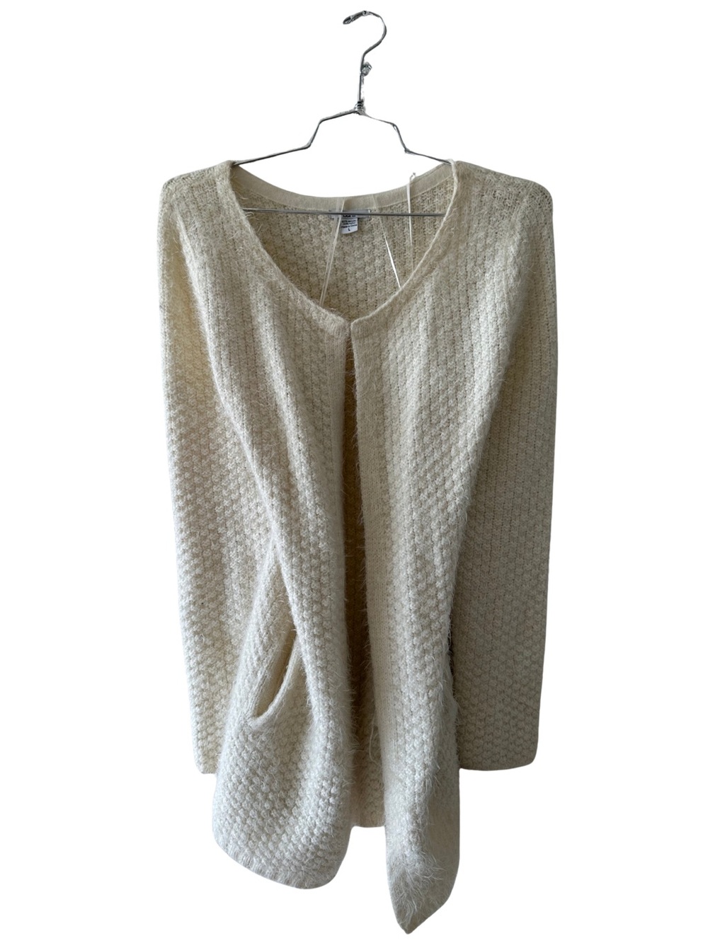 Bar III Cream Open-Front Textured Cardigan